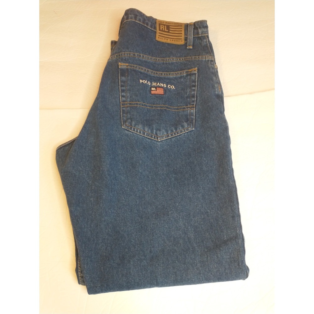 Vintage Polo Ralph Lauren Men's Embroidered Blue‎ Jeans 35x34